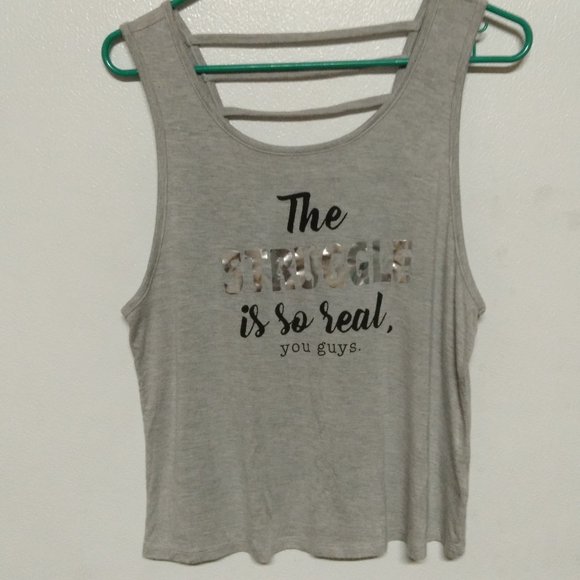 Miken Tops - MIKEN FLOW gray scoop neck back v neck workout tank top mood tee SZ XL